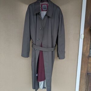 True Vintage Christian Dior Men's Charcoal Trench Overcoat Coat Zipin Wool Liner